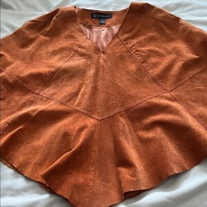 INC International Concepts Rust Leather Poncho L-XL. Lined